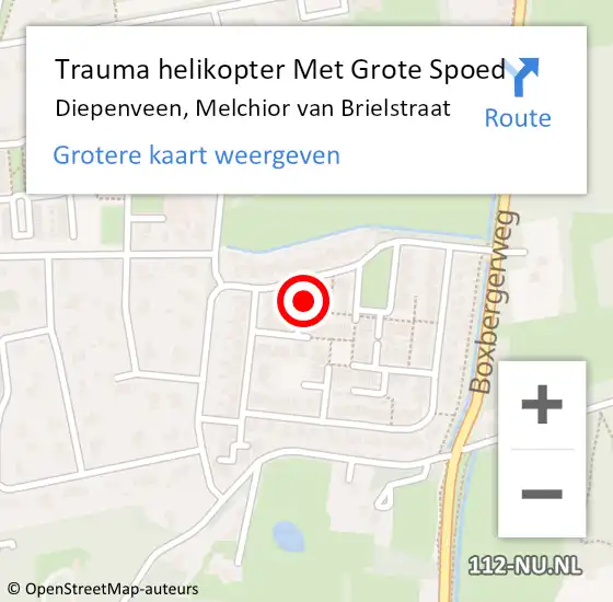Locatie op kaart van de 112 melding: Trauma helikopter Met Grote Spoed Naar Diepenveen, Melchior van Brielstraat op 26 oktober 2022 11:31