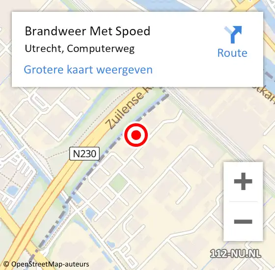Locatie op kaart van de 112 melding: Brandweer Met Spoed Naar Utrecht, Computerweg op 26 oktober 2022 13:02
