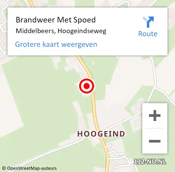 Locatie op kaart van de 112 melding: Brandweer Met Spoed Naar Oost- West- en Middelbeers, Hoogeindseweg op 26 oktober 2022 14:05