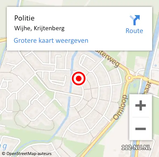 Locatie op kaart van de 112 melding: Politie Wijhe, Krijtenberg op 26 oktober 2022 14:38