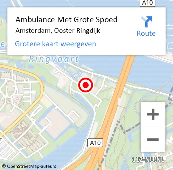 Locatie op kaart van de 112 melding: Ambulance Met Grote Spoed Naar Amsterdam, Ooster Ringdijk op 26 oktober 2022 15:06
