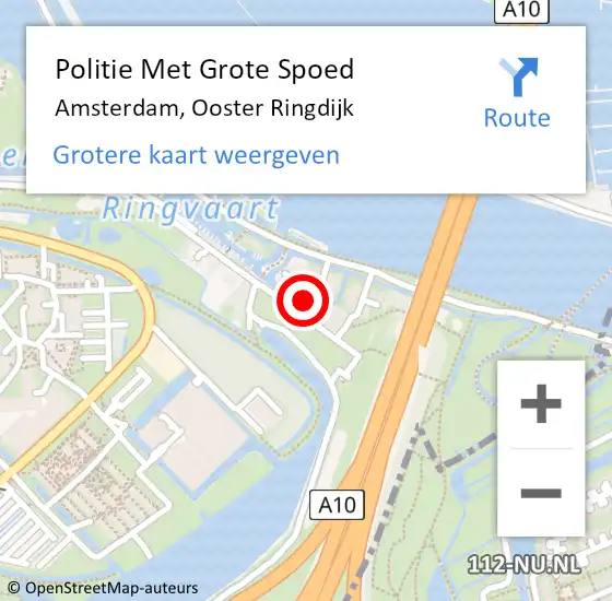 Locatie op kaart van de 112 melding: Politie Met Grote Spoed Naar Amsterdam, Ooster Ringdijk op 26 oktober 2022 15:08