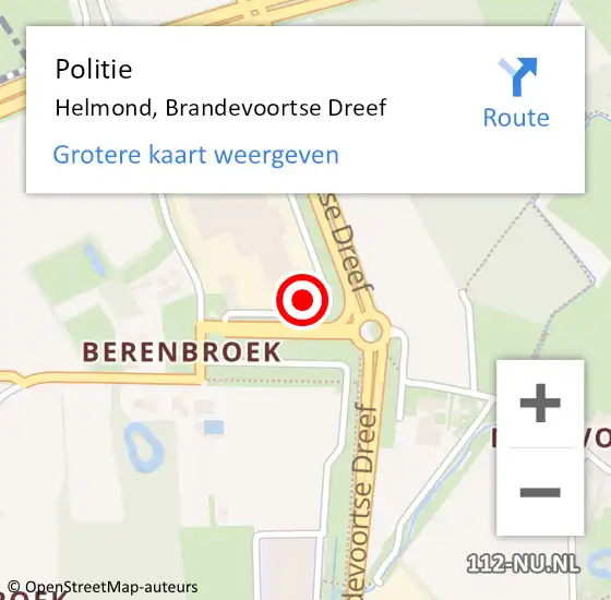 Locatie op kaart van de 112 melding: Politie Helmond, Brandevoortse Dreef op 26 oktober 2022 16:10