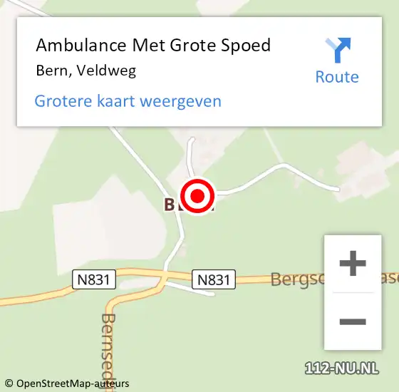 Locatie op kaart van de 112 melding: Ambulance Met Grote Spoed Naar Bern, Veldweg op 26 oktober 2022 17:20