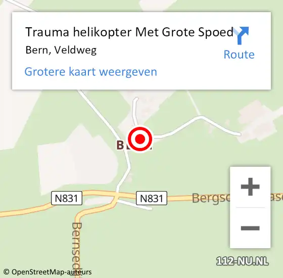 Locatie op kaart van de 112 melding: Trauma helikopter Met Grote Spoed Naar Bern, Veldweg op 26 oktober 2022 17:22