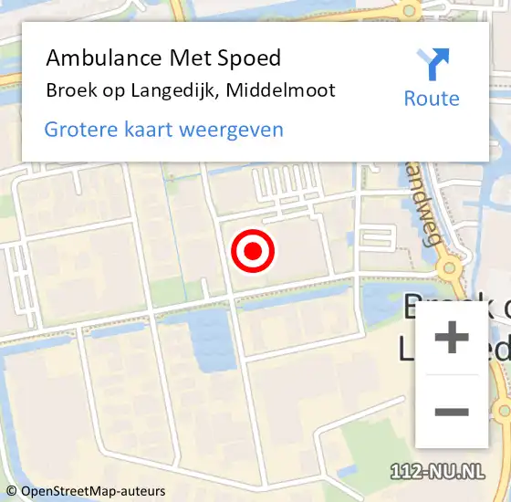 Locatie op kaart van de 112 melding: Ambulance Met Spoed Naar Broek op Langedijk, Middelmoot op 26 oktober 2022 17:55