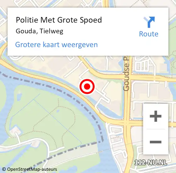 Locatie op kaart van de 112 melding: Politie Met Grote Spoed Naar Gouda, Tielweg op 26 oktober 2022 18:02