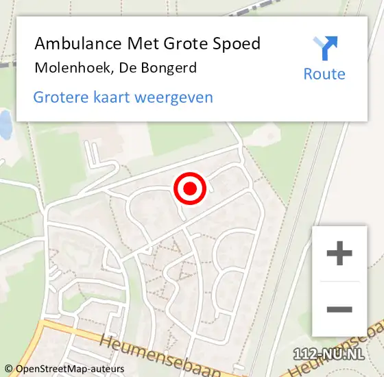 Locatie op kaart van de 112 melding: Ambulance Met Grote Spoed Naar Molenhoek, De Bongerd op 26 oktober 2022 19:30