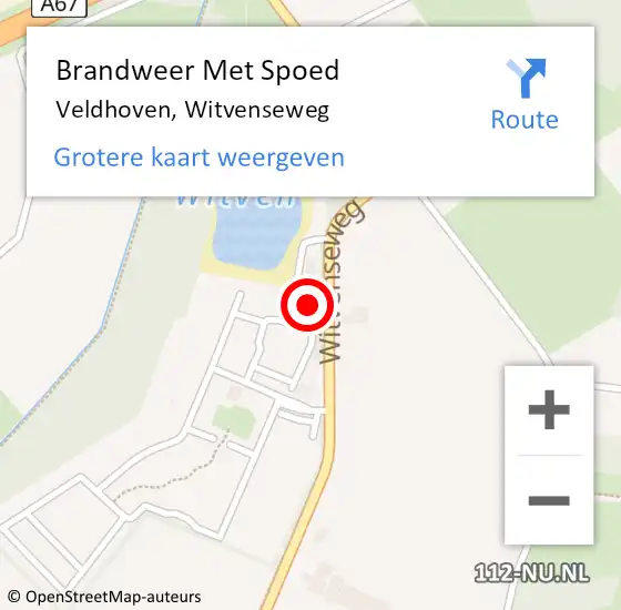 Locatie op kaart van de 112 melding: Brandweer Met Spoed Naar Veldhoven, Witvenseweg op 26 oktober 2022 19:32
