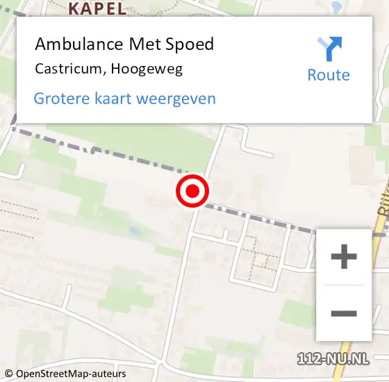 Locatie op kaart van de 112 melding: Ambulance Met Spoed Naar Castricum, Hoogeweg op 26 oktober 2022 23:11