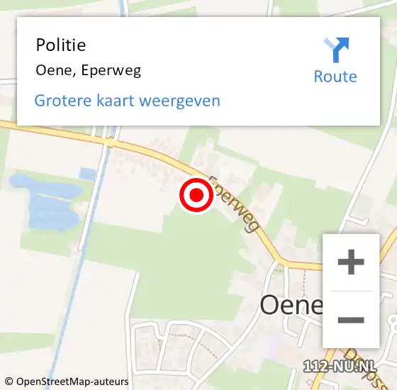 Locatie op kaart van de 112 melding: Politie Oene, Eperweg op 27 oktober 2022 07:31