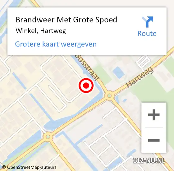 Locatie op kaart van de 112 melding: Brandweer Met Grote Spoed Naar Winkel, Hartweg op 27 oktober 2022 07:36