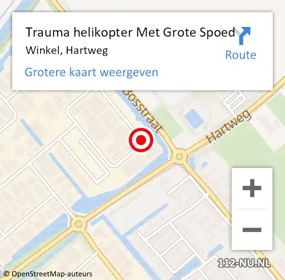 Locatie op kaart van de 112 melding: Trauma helikopter Met Grote Spoed Naar Winkel, Hartweg op 27 oktober 2022 07:38