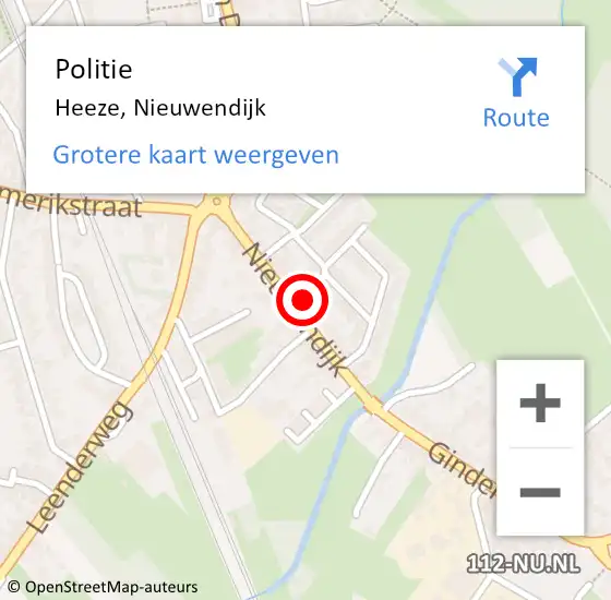 Locatie op kaart van de 112 melding: Politie Heeze, Nieuwendijk op 27 oktober 2022 09:36