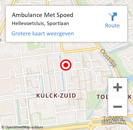 Locatie op kaart van de 112 melding: Ambulance Met Spoed Naar Hellevoetsluis, Sportlaan op 27 oktober 2022 10:01