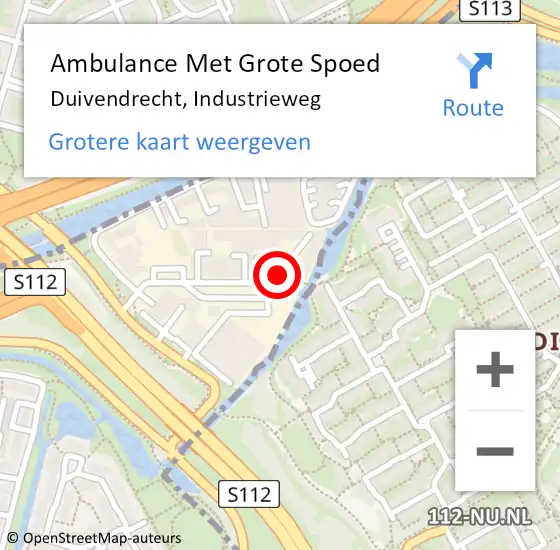 Locatie op kaart van de 112 melding: Ambulance Met Grote Spoed Naar Duivendrecht, Industrieweg op 27 oktober 2022 10:48