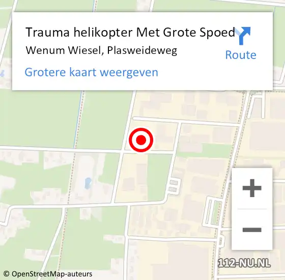 Locatie op kaart van de 112 melding: Trauma helikopter Met Grote Spoed Naar Wenum Wiesel, Plasweideweg op 27 oktober 2022 12:08