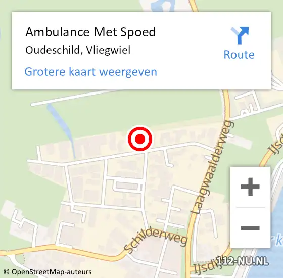 Locatie op kaart van de 112 melding: Ambulance Met Spoed Naar Oudeschild, Vliegwiel op 27 oktober 2022 12:34