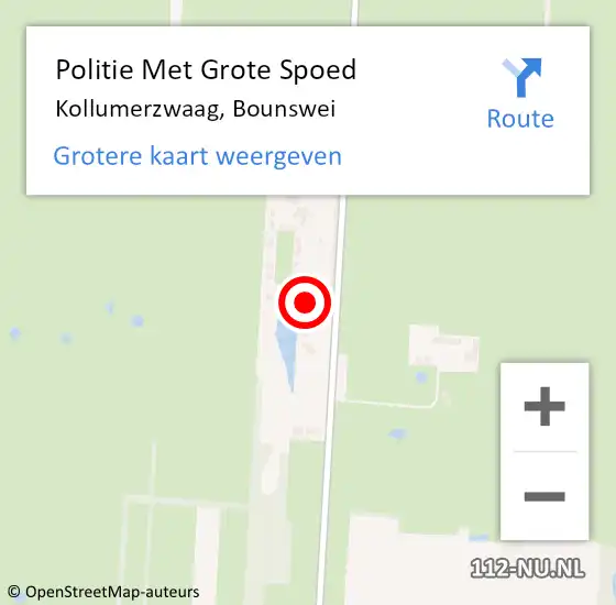 Locatie op kaart van de 112 melding: Politie Met Grote Spoed Naar Kollumerzwaag, Bounswei op 27 oktober 2022 13:37