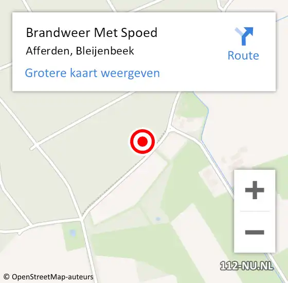 Locatie op kaart van de 112 melding: Brandweer Met Spoed Naar Afferden, Bleijenbeek op 27 oktober 2022 13:45