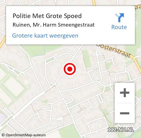 Locatie op kaart van de 112 melding: Politie Met Grote Spoed Naar Ruinen, Mr. Harm Smeengestraat op 27 oktober 2022 15:34