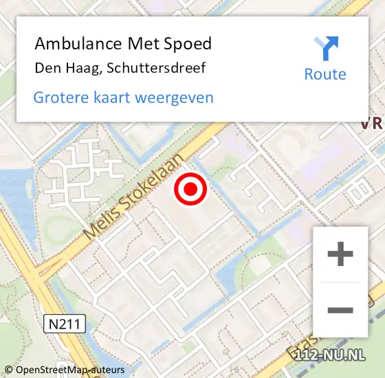 Locatie op kaart van de 112 melding: Ambulance Met Spoed Naar Den Haag, Schuttersdreef op 27 oktober 2022 16:44