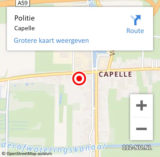 Locatie op kaart van de 112 melding: Politie Capelle op 27 oktober 2022 16:51
