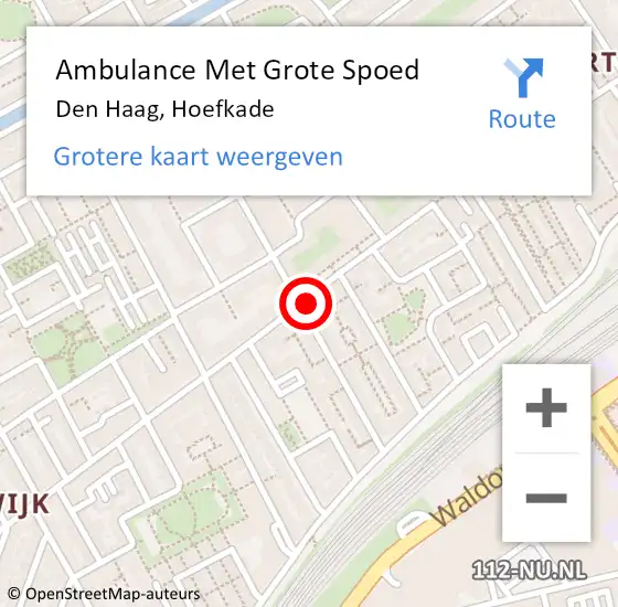 Locatie op kaart van de 112 melding: Ambulance Met Grote Spoed Naar Den Haag, Hoefkade op 27 oktober 2022 17:00