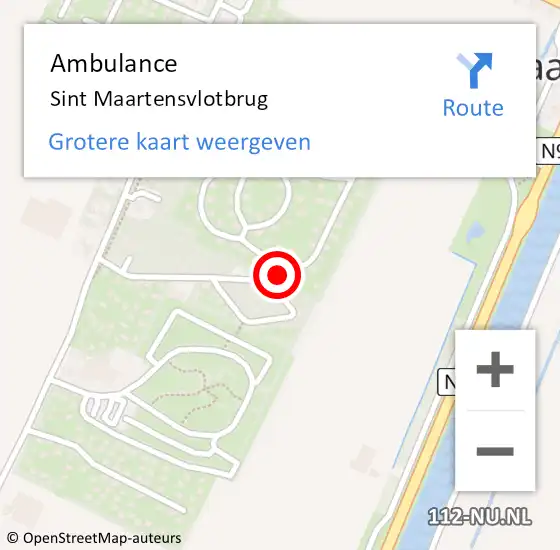 Locatie op kaart van de 112 melding: Ambulance Sint Maartensvlotbrug op 27 oktober 2022 18:04