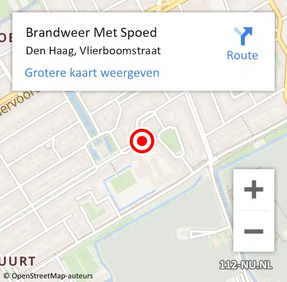 Locatie op kaart van de 112 melding: Brandweer Met Spoed Naar Den Haag, Vlierboomstraat op 27 oktober 2022 18:33