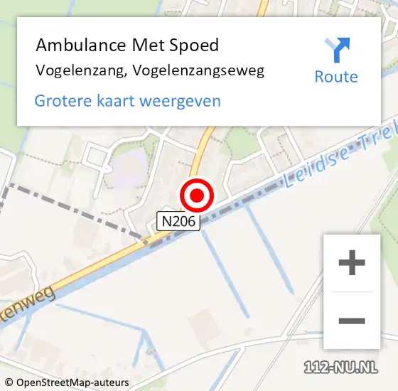 Locatie op kaart van de 112 melding: Ambulance Met Spoed Naar Vogelenzang, Vogelenzangseweg op 27 oktober 2022 20:13