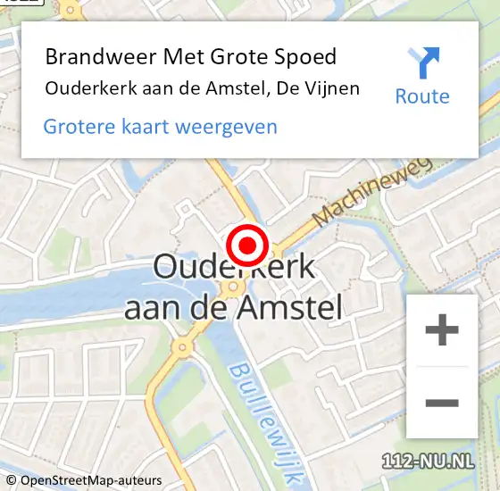 Locatie op kaart van de 112 melding: Brandweer Met Grote Spoed Naar Ouderkerk aan de Amstel, De Vijnen op 27 oktober 2022 20:30