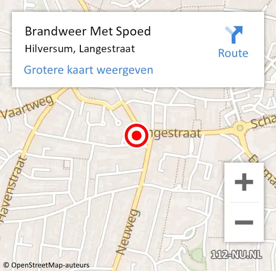 Locatie op kaart van de 112 melding: Brandweer Met Spoed Naar Hilversum, Langestraat op 28 oktober 2022 06:12