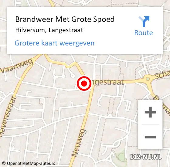 Locatie op kaart van de 112 melding: Brandweer Met Grote Spoed Naar Hilversum, Langestraat op 28 oktober 2022 06:13