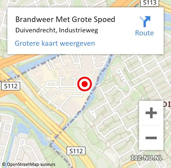 Locatie op kaart van de 112 melding: Brandweer Met Grote Spoed Naar Duivendrecht, Industrieweg op 28 oktober 2022 08:11