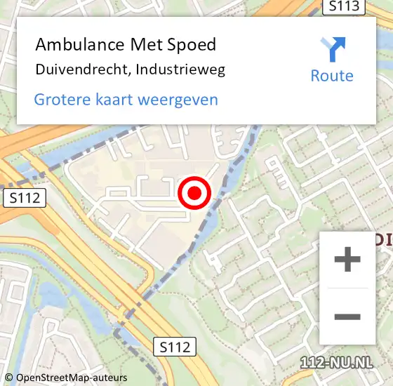 Locatie op kaart van de 112 melding: Ambulance Met Spoed Naar Duivendrecht, Industrieweg op 28 oktober 2022 08:20