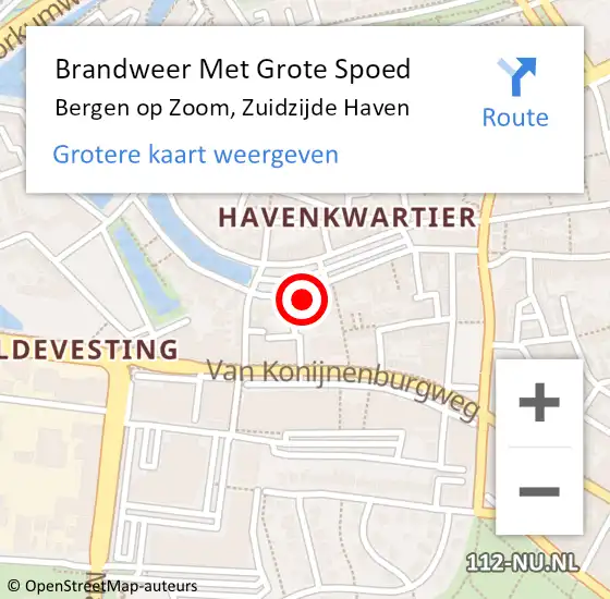 Locatie op kaart van de 112 melding: Brandweer Met Grote Spoed Naar Bergen op Zoom, Zuidzijde Haven op 28 oktober 2022 08:37