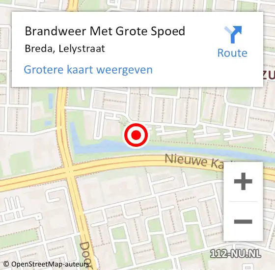 Locatie op kaart van de 112 melding: Brandweer Met Grote Spoed Naar Breda, Lelystraat op 28 oktober 2022 09:18
