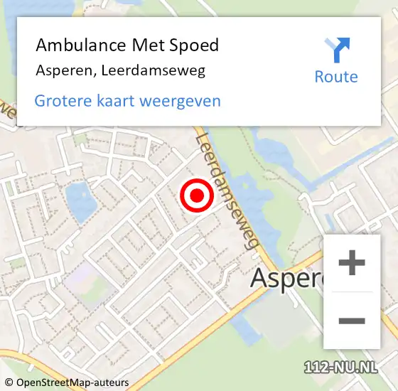 Locatie op kaart van de 112 melding: Ambulance Met Spoed Naar Asperen, Leerdamseweg op 28 oktober 2022 09:42