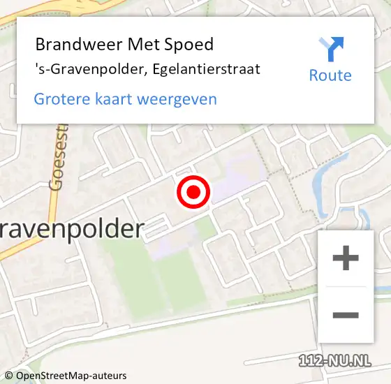 Locatie op kaart van de 112 melding: Brandweer Met Spoed Naar 's-Gravenpolder, Egelantierstraat op 28 oktober 2022 13:35