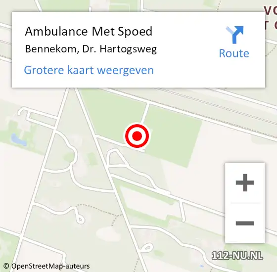 Locatie op kaart van de 112 melding: Ambulance Met Spoed Naar Bennekom, Dr. Hartogsweg op 28 oktober 2022 14:38