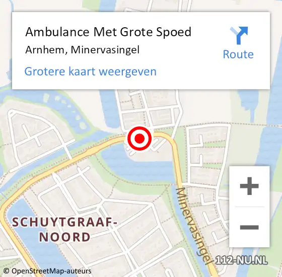 Locatie op kaart van de 112 melding: Ambulance Met Grote Spoed Naar Arnhem, Minervasingel op 28 oktober 2022 15:27