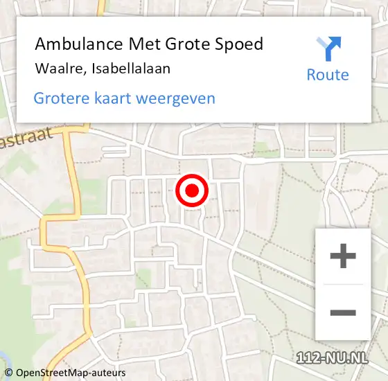 Locatie op kaart van de 112 melding: Ambulance Met Grote Spoed Naar Waalre, Isabellalaan op 3 augustus 2014 04:23