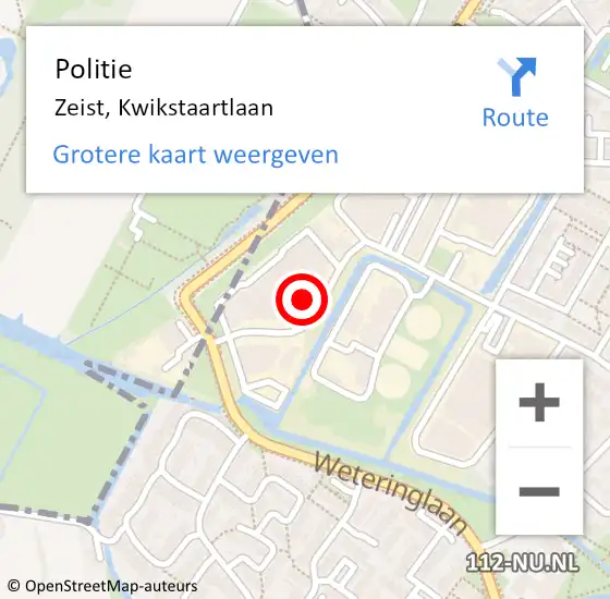 Locatie op kaart van de 112 melding: Politie Zeist, Kwikstaartlaan op 28 oktober 2022 18:57