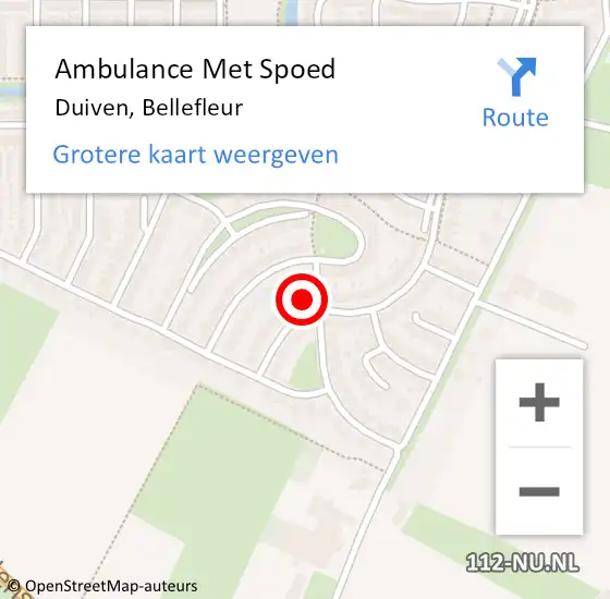 Locatie op kaart van de 112 melding: Ambulance Met Spoed Naar Duiven, Bellefleur op 28 oktober 2022 20:17