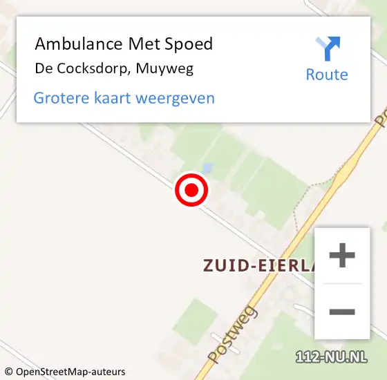 Locatie op kaart van de 112 melding: Ambulance Met Spoed Naar De Cocksdorp, Muyweg op 29 oktober 2022 00:03