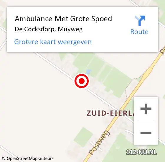 Locatie op kaart van de 112 melding: Ambulance Met Grote Spoed Naar De Cocksdorp, Muyweg op 29 oktober 2022 00:03
