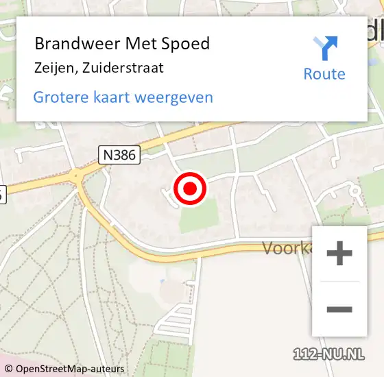 Locatie op kaart van de 112 melding: Brandweer Met Spoed Naar Zeijen, Zuiderstraat op 29 oktober 2022 00:52