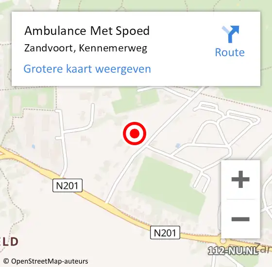 Locatie op kaart van de 112 melding: Ambulance Met Spoed Naar Zandvoort, Kennemerweg op 29 oktober 2022 01:11