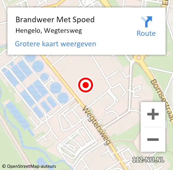 Locatie op kaart van de 112 melding: Brandweer Met Spoed Naar Hengelo, Wegtersweg op 29 oktober 2022 11:44